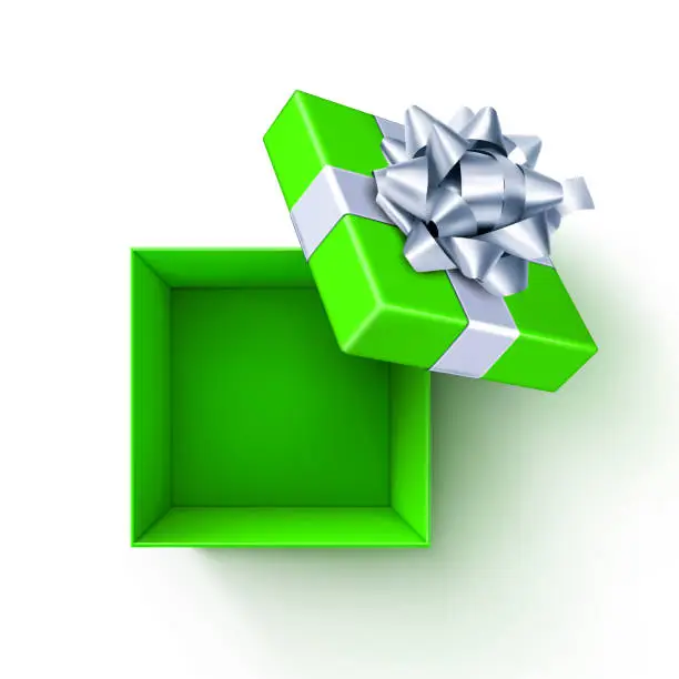 Vector illustration of Green Open Gift Box