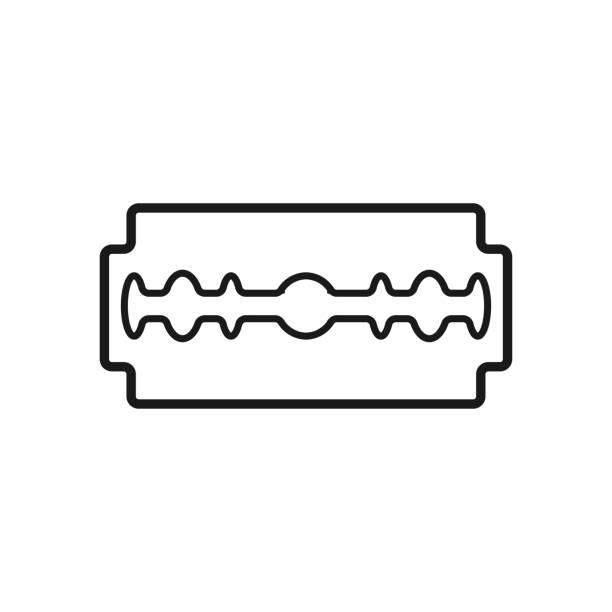 ikona żyletki w modnym stylu płaskim - cutting cocaine stock illustrations