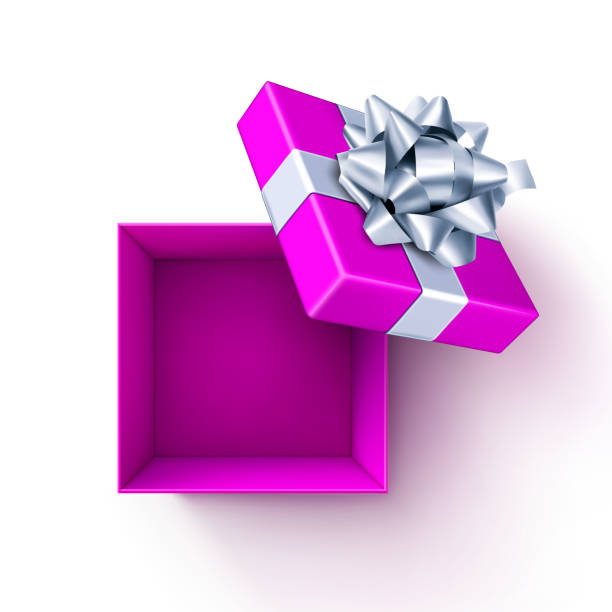 illustrazioni stock, clip art, cartoni animati e icone di tendenza di scatola regalo aperta rosa - birthday present christmas pink white background
