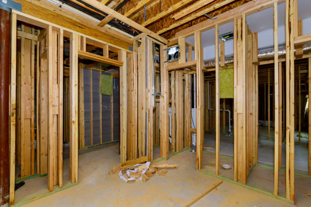 istock Residential home beams framing stick basement unfinished under construction 1221027204