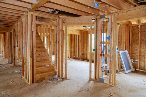 istock Wooden house residential construction home framing 1221027257