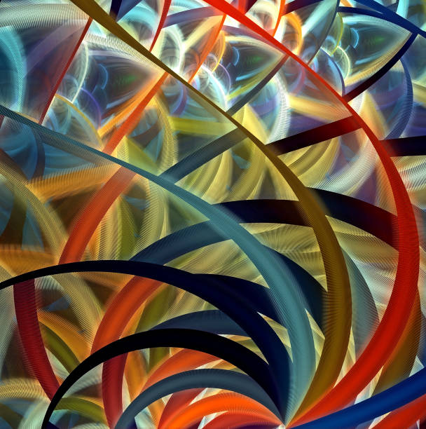 bright multi-color abstract fractal background of circles and geometric elements. Beautiful abstract fractal to highlight individual groups of objects.