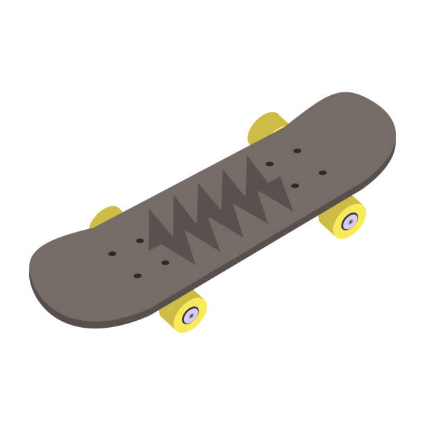Skateboard isometric icon. Isometric skateboard icon. Vector illustration 3 d style  for web design isolated on white background. skateboarding stock illustrations