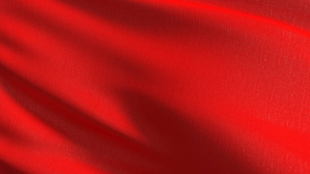 bandera roja vacía y espacio de copia para publicidad. maqueta. ilustración abstracta 3d. - flag texture fotografías e imágenes de stock