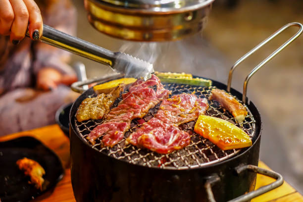 Japan, Korea, Barbecue - Meal, Barbecue Grill, Beef stock photo