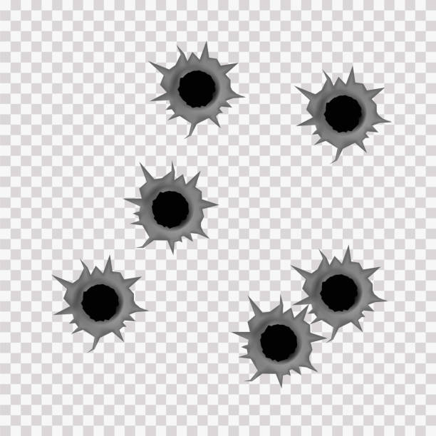 ilustrações de stock, clip art, desenhos animados e ícones de realistic bullet holes. - bullet hole illustrations
