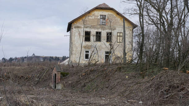 istock an old house ruin on a field 1221048947