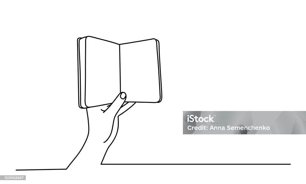 Hand som håller i en öppen bok - Royaltyfri Bok - Tryckt media vektorgrafik