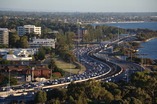 istock Freeway around Perth City at Swan River, Western Australia 1221052558