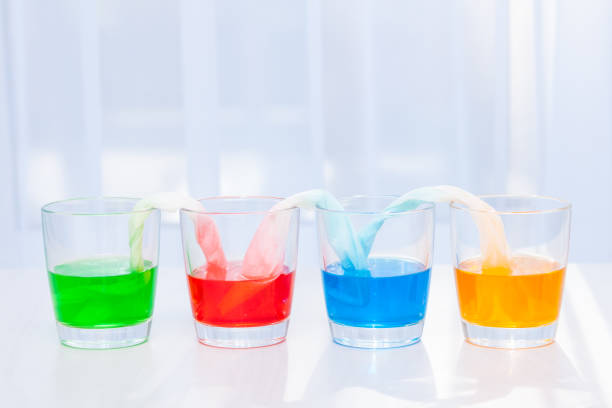 istock Glasses with colored liquid. Chemical experiments for children. 1221056869