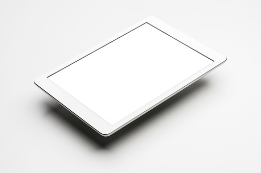 White screen digital tablet mockup, template  with clipping path on white background.