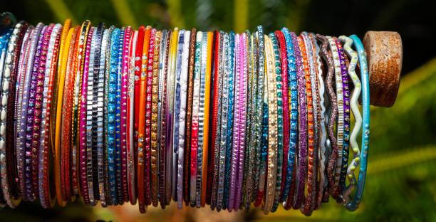 bracelets multi colored braclets popular in India bangle stock pictures, royalty-free photos & images