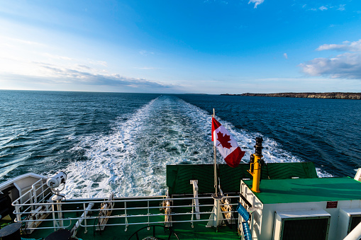 Grand Manan Adventure Ferry heading to the mainland travelling in the Bay of Fundy.