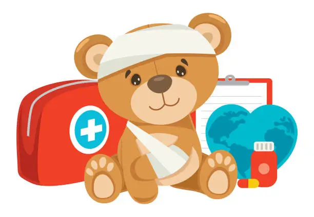 Vector illustration of CPR First Aid Concept For Children