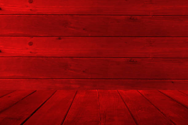 istock Empty display. Background and table of red wooden planks. 1221068050