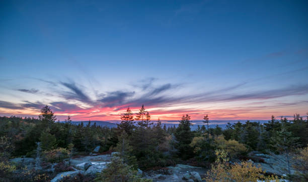 캐딜락 마운틴, 아카디아 국립공원의 프렌치맨 베이 - cadillac mountain maine new england usa 뉴스 사진 이미지