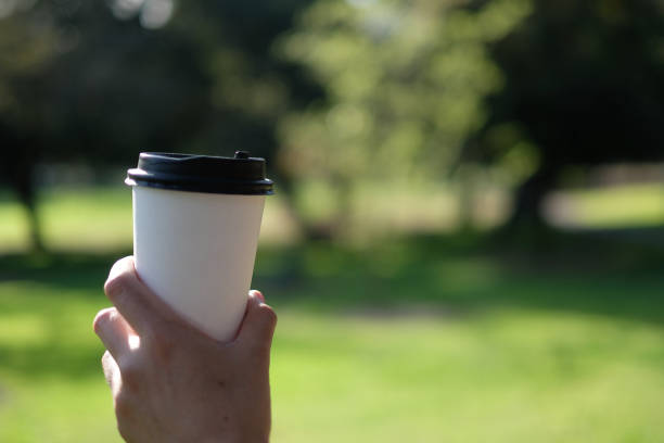 istock biodegradable paper cup on trees and green background. eco friendly and sustainability concept. 1221078931