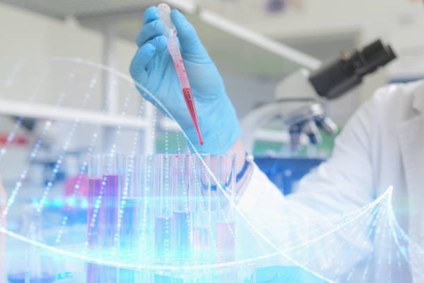 istock Young female Laboratory scientist working at lab with test tubes and microscope, test or research in clinical laboratory.Science, chemistry, biology, medicine and people concept. 1221083468