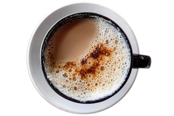 istock Cup of milk coffee with foam isolated 1221088953