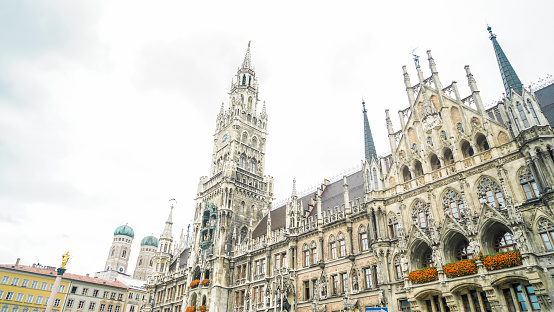 Munich (Munchen) Germany, city skyline at Marienplatz new Town Hall Square