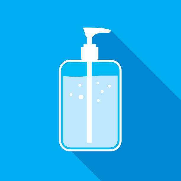 손 소독제 병 아이콘 - liquid soap moisturizer bottle hygiene stock illustrations