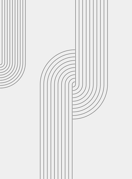 illustrations, cliparts, dessins animés et icônes de courbe abstraite en noir et blanc organiser la ligne de bande minimalisme fond orné - single line ornate in a row striped