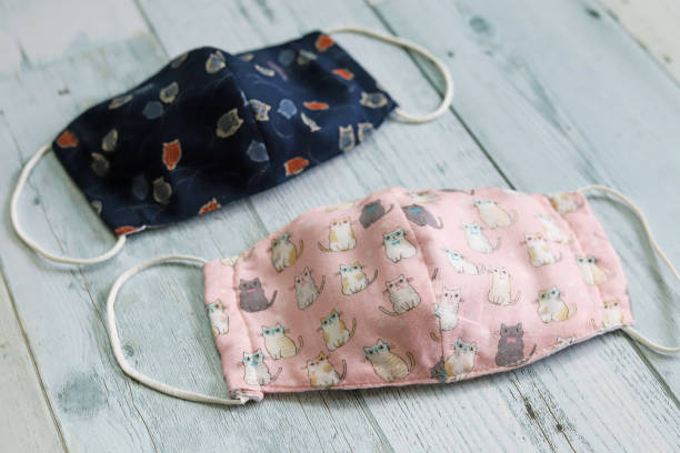 istock Handmade Japanese patterned and cat patterned fabric face masks for virus contagion protection 1221115904