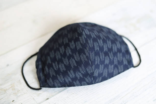 istock Handmade Japanese patterned fabric face mask for virus contagion protection 1221115906