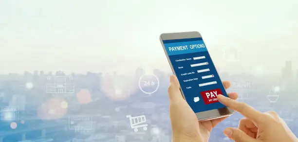 Photo of Payments concept. Mobile banking network