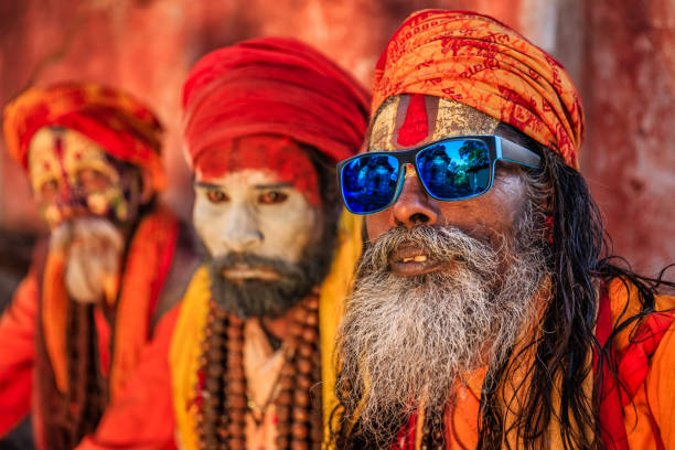 istock Sadhu - indian holymen sitting in the temple 1221123328