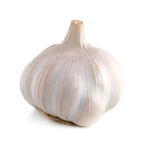 istock Fresh garlic head isolated on white background 1221127277