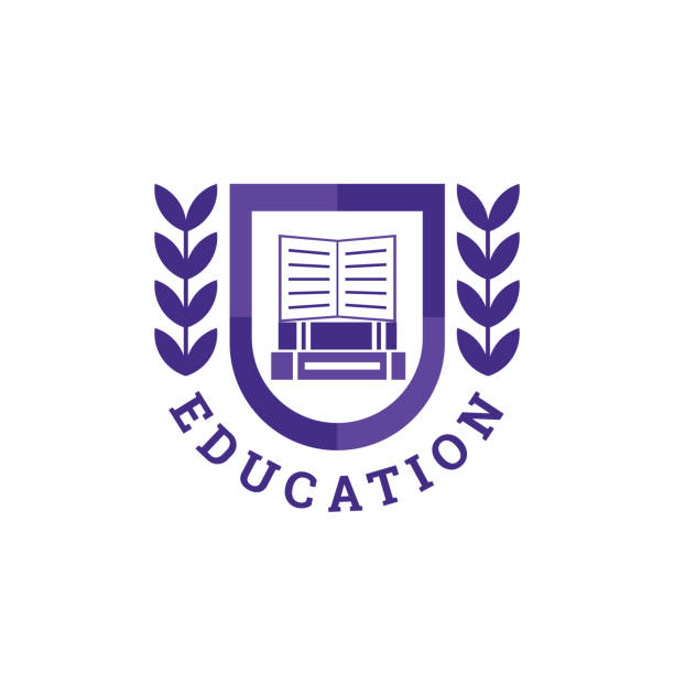 ilustraciones, imágenes clip art, dibujos animados e iconos de stock de logotipo del libro de educación. diseño vectorial - college