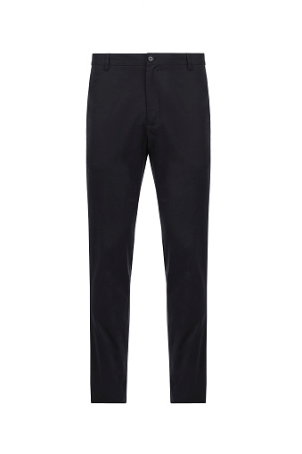 Front views black trousers on isolated background