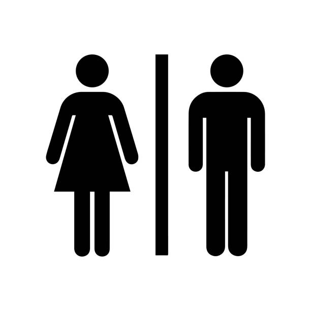 illustrazioni stock, clip art, cartoni animati e icone di tendenza di icona del bagno vettore maschile e femminile - gender bender
