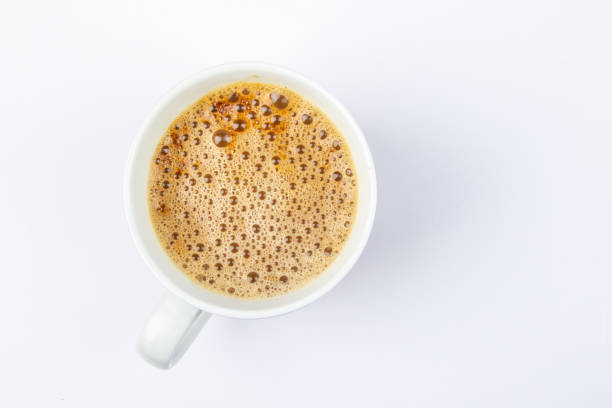istock Close up of bubble from coffee on White Background. 1221140983
