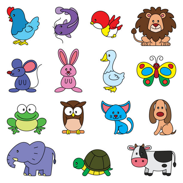 Simple Animals Cartoons Pack Stock Illustration - Download Image Now -  Cartoon, Lion - Feline, Simplicity - iStock