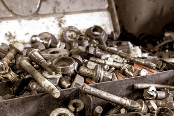 istock Old bolts and nuts in the garage 1221143823