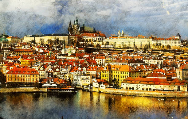 istock Beautiful view on old town Prague from Bridge Tower 1221144720