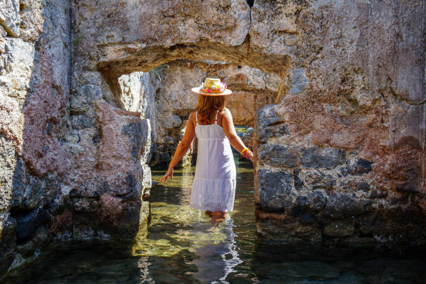 Woman having fun in the sea.