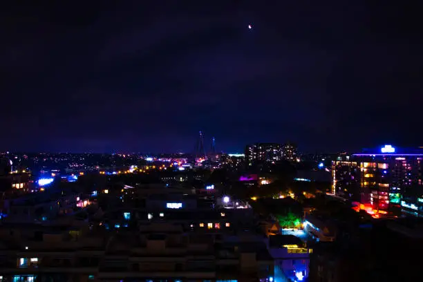 A night panoramic bayarea near the riverside high angle. New South Wales Sydney / Australia - 01.30.2020