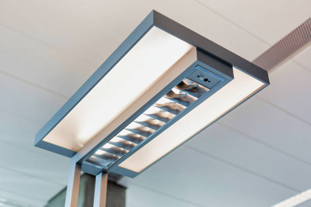 istock Close up of lamp shade in office 1221149191