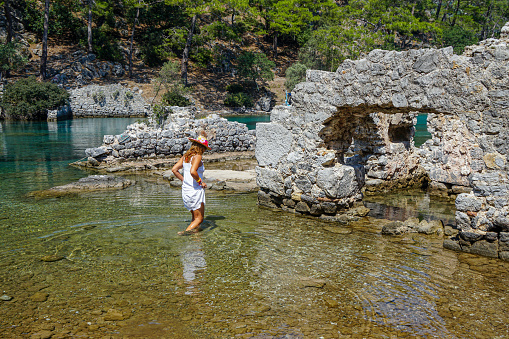 Woman having fun in the sea.