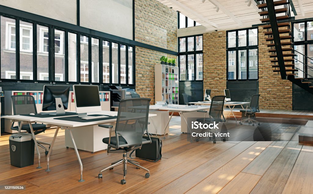 Contemporary Loft Office Stock Photo - Download Image Now - Office,  Backgrounds, Modern - iStock