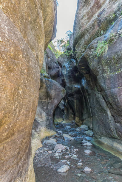 túnel de tugela, donde el río tugela fluye a través de rocas que sobresalen - tugela river fotografías e imágenes de stock