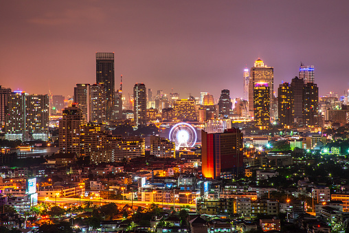 Bangkok cityscape. Bangkok night view in the business district. at twilight  , Thailand