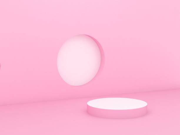 istock 3D Render of Abstract pink Composition with Podium 1221155947