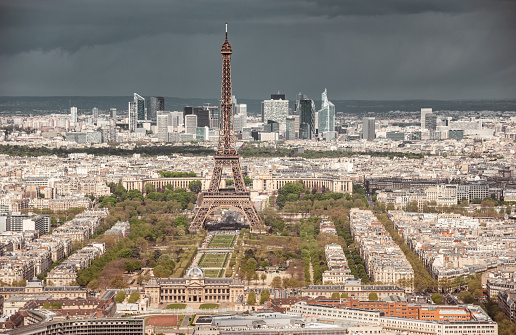 Paris, France. Eiffel Tower standing on a sunny day in summer.