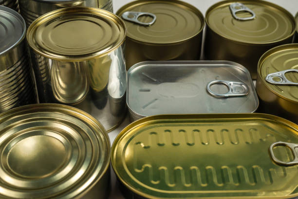 istock Mix of cans isolated on white background. 1221158510