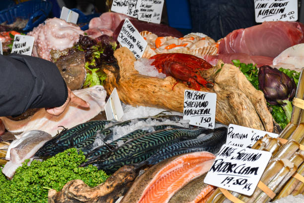istock Seafood on ice at the fish market 1221160369