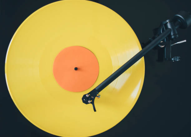 istock Turntable play color vinyl record 1221160791